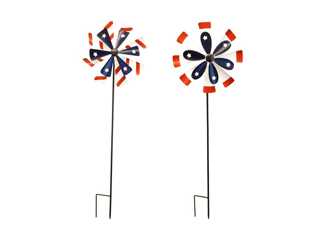 Garden Stakes Set of 238quot Metal Windmill Spinner Wind Stake for Yard