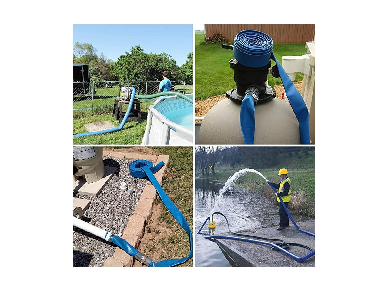 114 50 Blue PVC LayFlat Backwash Hose for Swimming Pools Heavy Duty