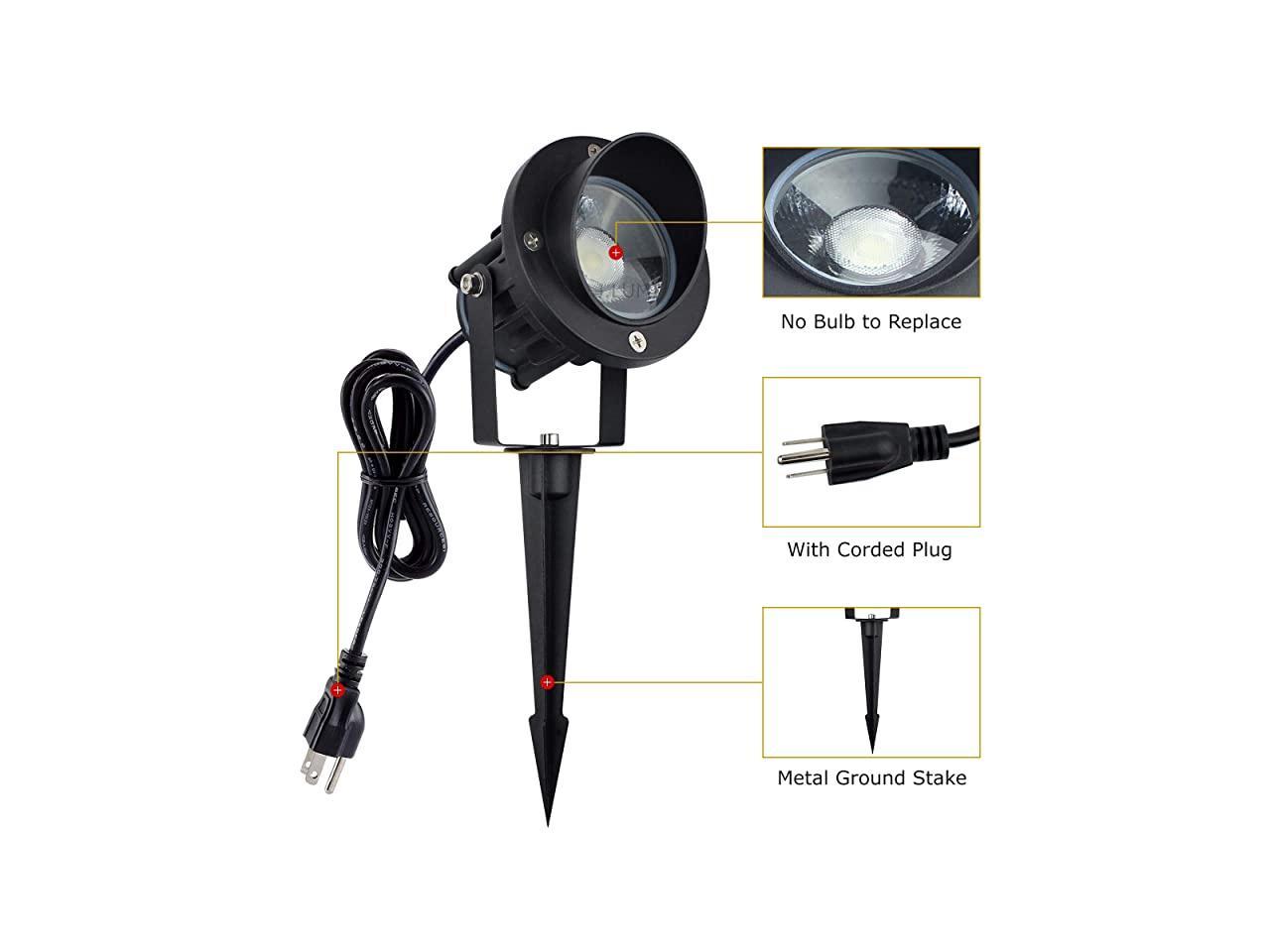 GBS9809 LED Outdoor Spotlight with Stake 9W AC 120V 75W Halogen Metal ...