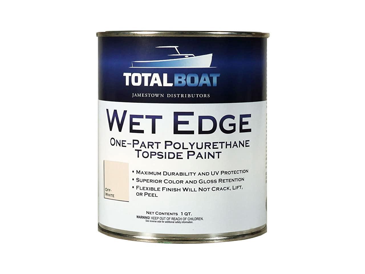 Wet Edge Marine Topside Paint for Boats Fiberglass and Wood OffWhite Quart