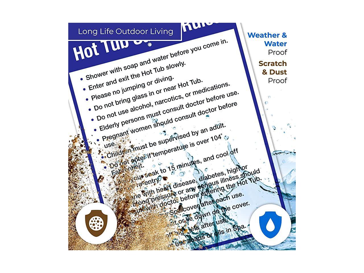 Hot Tub Safety Rules Sign Pool Sign 18x24 Inches Rust Free 063 Aluminum