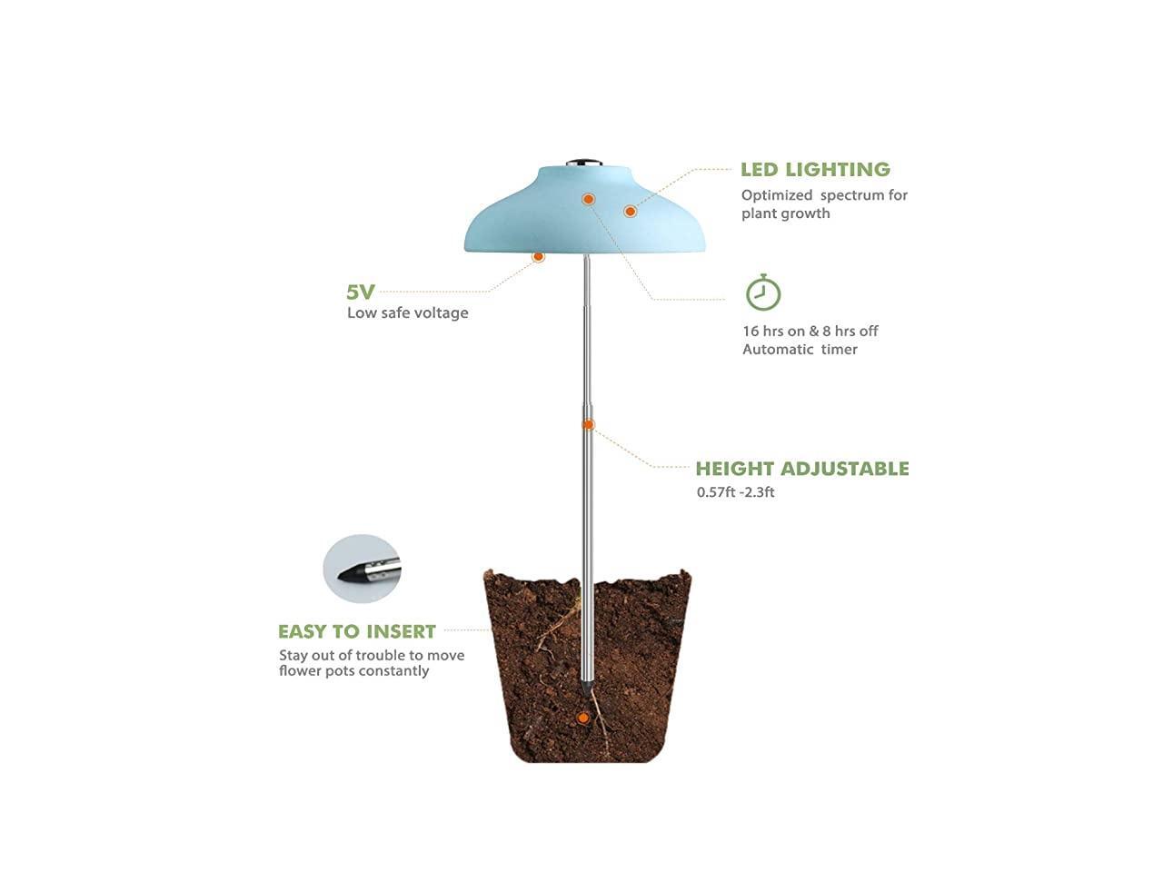LED Umbrella Plant Grow Light Herb Garden Height Adjustable Automatic