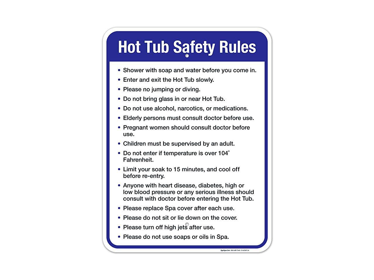 Hot Tub Safety Rules Sign Pool Sign 18x24 Inches Rust Free 063 Aluminum ...