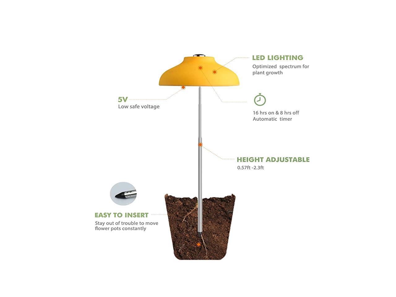 LED Umbrella Plant Grow Light Herb Garden Height Adjustable Automatic