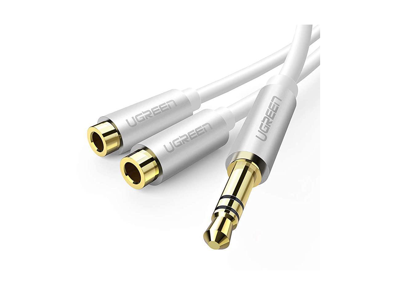 UGREEN Audio Splitter 20CM Smartphones 3.5mm Speaker and Headphone Adapter Aluminum Case Gold-plated Connector 3.5mm Stereo Y Earphone Splitter Cable Compatible for iPhone Samsung Mp3 Tablet
