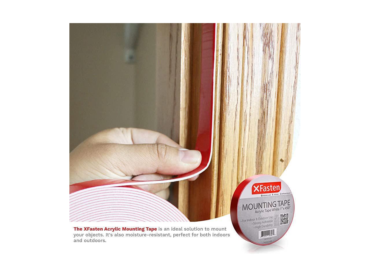 XFasten Double Sided Acrylic Mounting Tape Removable White 1Inch x