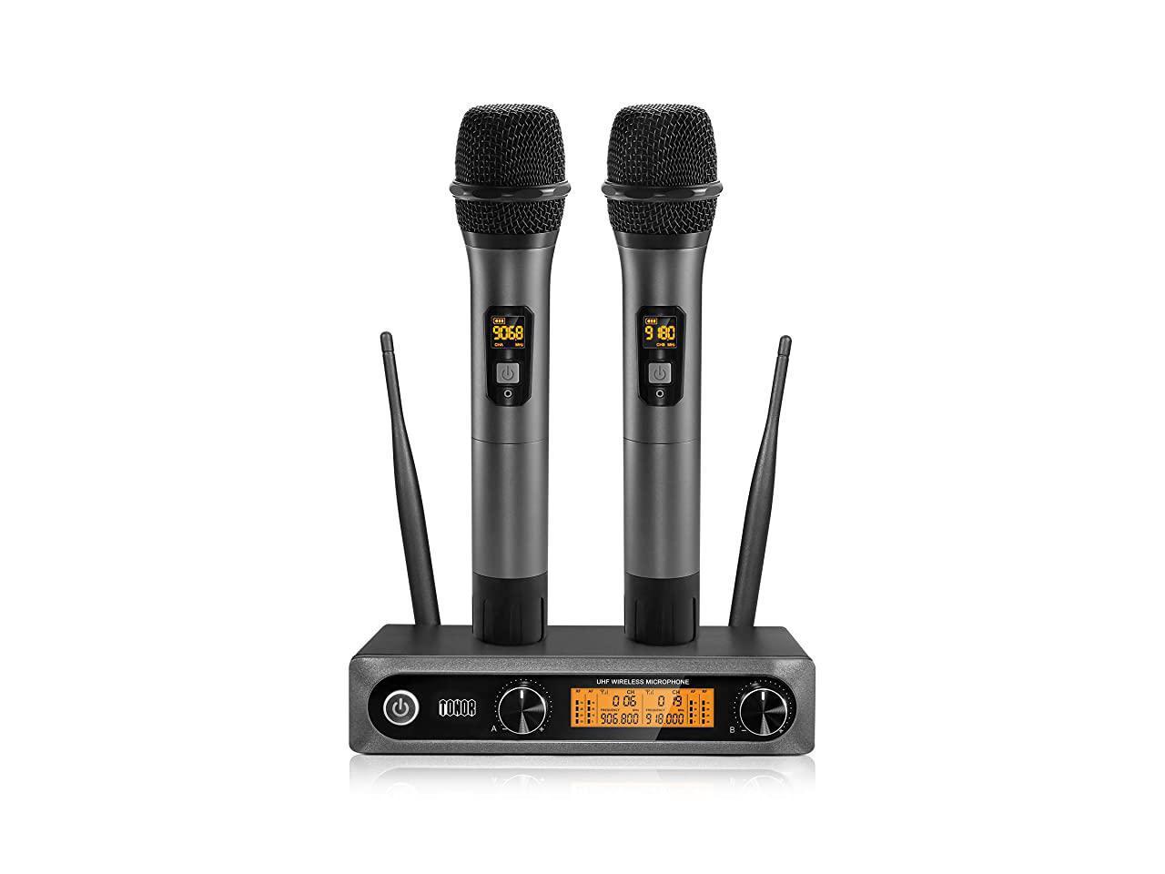 Wireless Microphone,Cordless 3.5mm Lavalier Clip-On Digital Mic with LED Display,1 x Receiver,1 x Transmitter,for Mobile Phones,Cameras,Recording,Video,Interview 