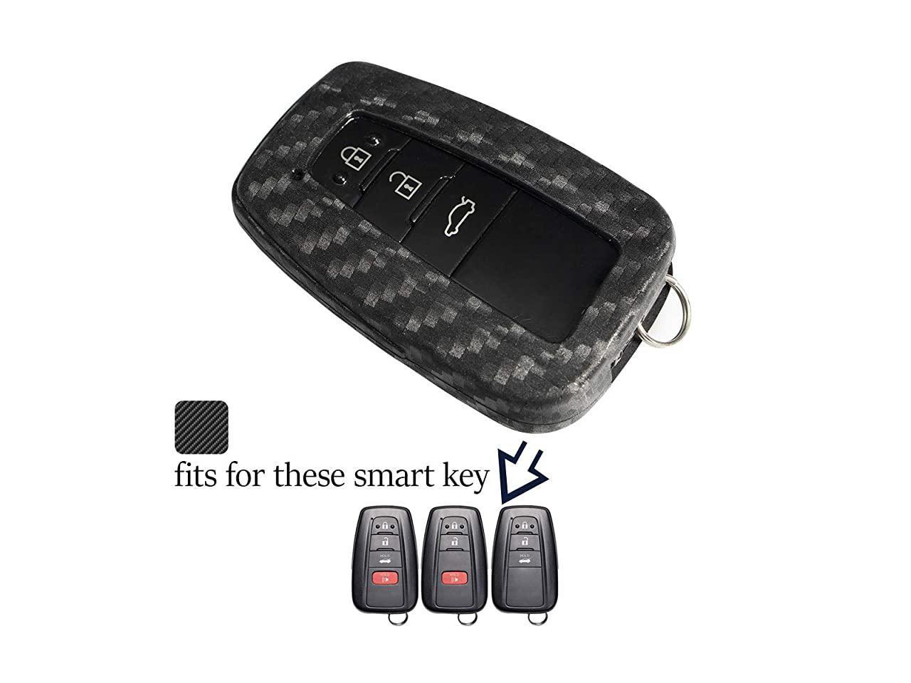 Red Key Fob Cover Case Fit for 2019 2018 2017 Toyota Highlander Avalon Camry Corolla RAV4 4 Buttons Keyless Entry Remote Case Holder ABS Carbon Fiber Pattern 