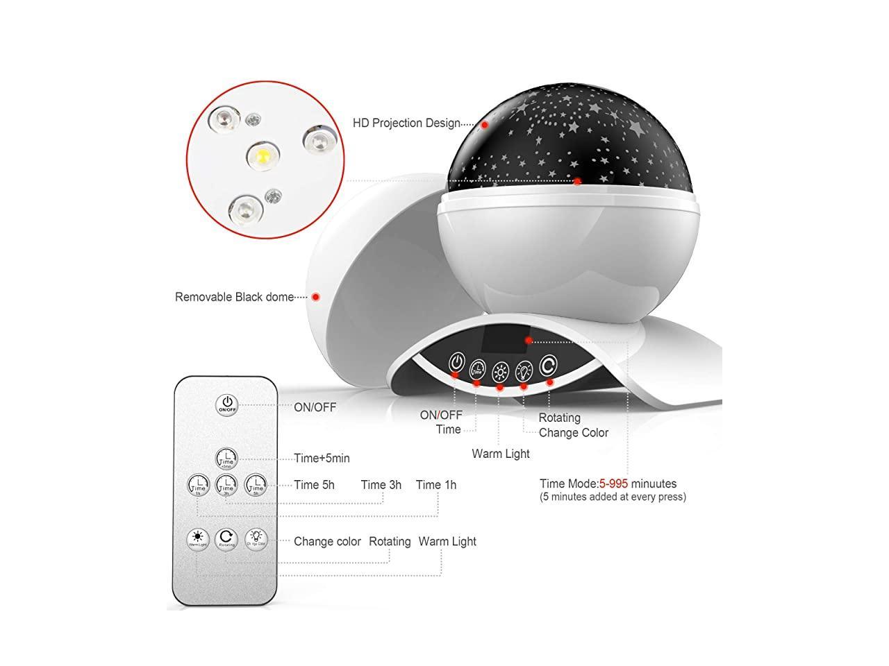 Night Lights Rechargeable Star Projector with Remote Control and Timer