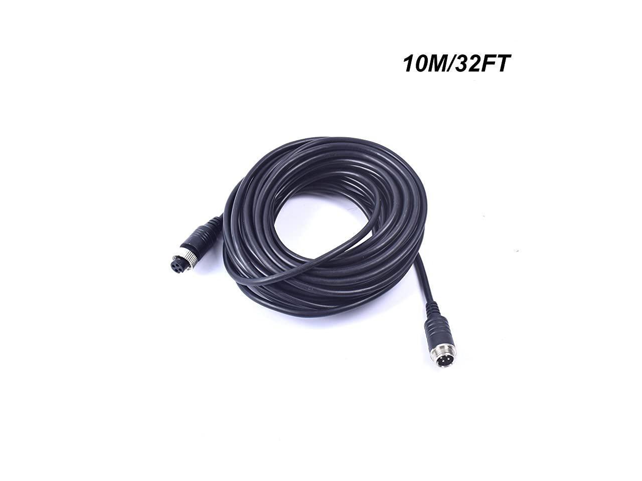 Backup Camera Cable 4PIN Video Power Aviation Extension Wire for Vehicle Car Camper Bus Van Truck Motorhome Trailer RV Reverse Rearview Parking Monitor CCTV System Waterproof Shock Proof 10m 32.8ft 
