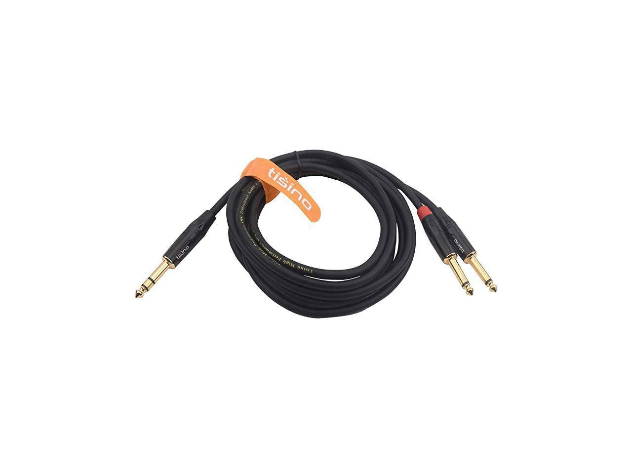 TISINO 1/4 inch TRS Stereo to Dual 1/4 inch TS Mono Insert Cable Y-Splitter Stereo Breakout Cable Patch Cord 6.6 feet 