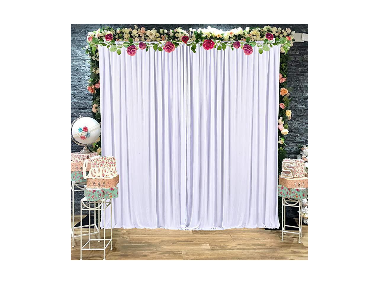 White Backdrop Curtain for Parties Photo Backdrop Wedding Baby Shower Photography Background with Gold Curtain Tiebacks 5ft x 10ft Pack of Two 