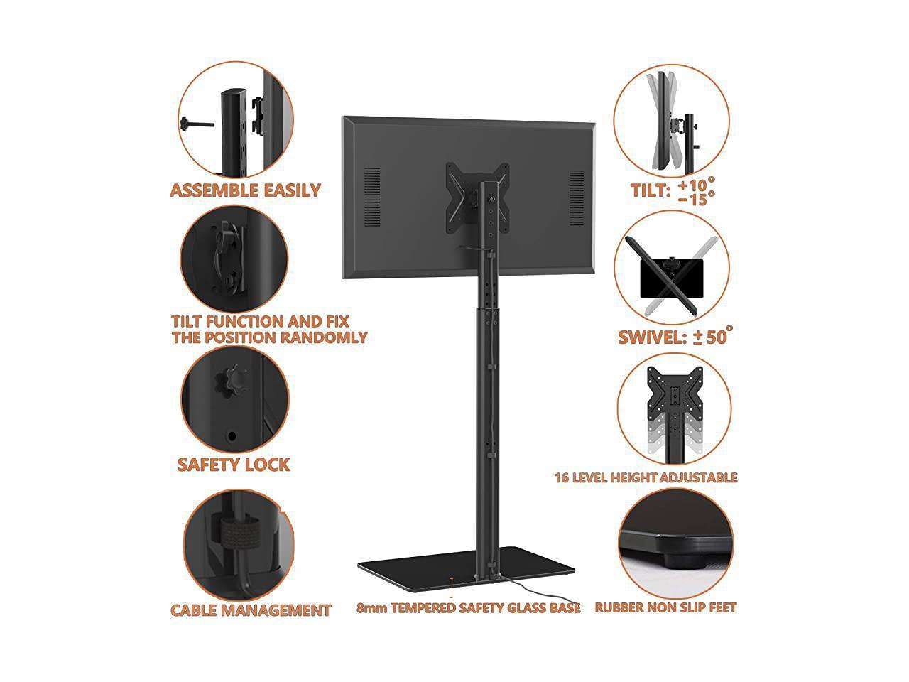 Universal TV Stand with Mount 100 Degree Swivel Height Adjustable and Tilt Function for 19 to 42 inch LCD LED OLED TVs,HT1001B 
