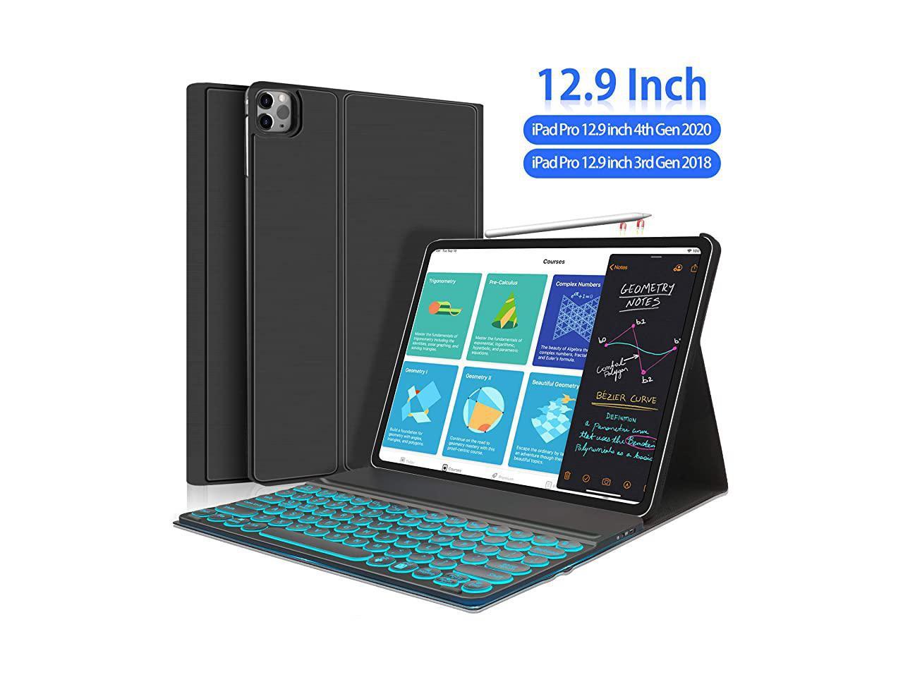Keyboard Case for New iPad Pro 12.9 2021 5th Generation//2020 4th Gen//2018 3rd Gen -Rose Gold 7 Colors Backlit Detachable Keyboard Folio Smart Cover for iPad Pro 12.9 inch Support Pencil Charging