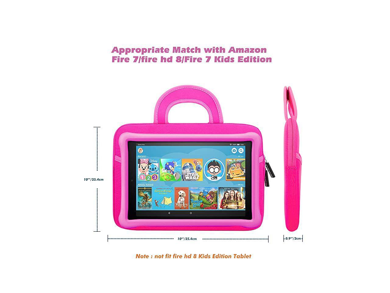 Black Neoprene Zip Case For Leapfrog LeapPad Platinum 7" Tablet w/ Front Pocket 