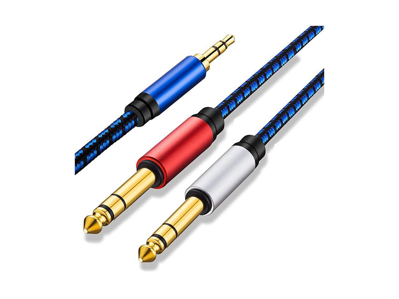 35mm 18 Trs To Dual 635mm 14 Ts Mono Stereo Ycable Splitter Cord Compatible For Iphone Ipod 