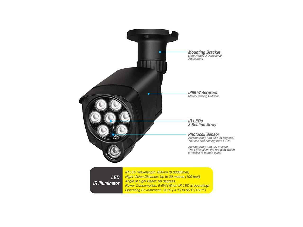 8 LED illuminator light IR Infrared Night Vision Lamp for Security CCTV Camera 