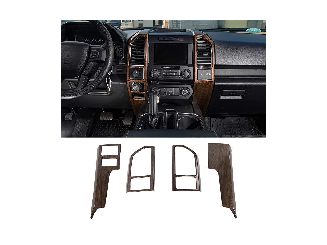 Car Central Console Panel Bezel Air Outlet Vent Decoration Cover Trim for Ford F150 2015 2016 2017 Wood Grain 