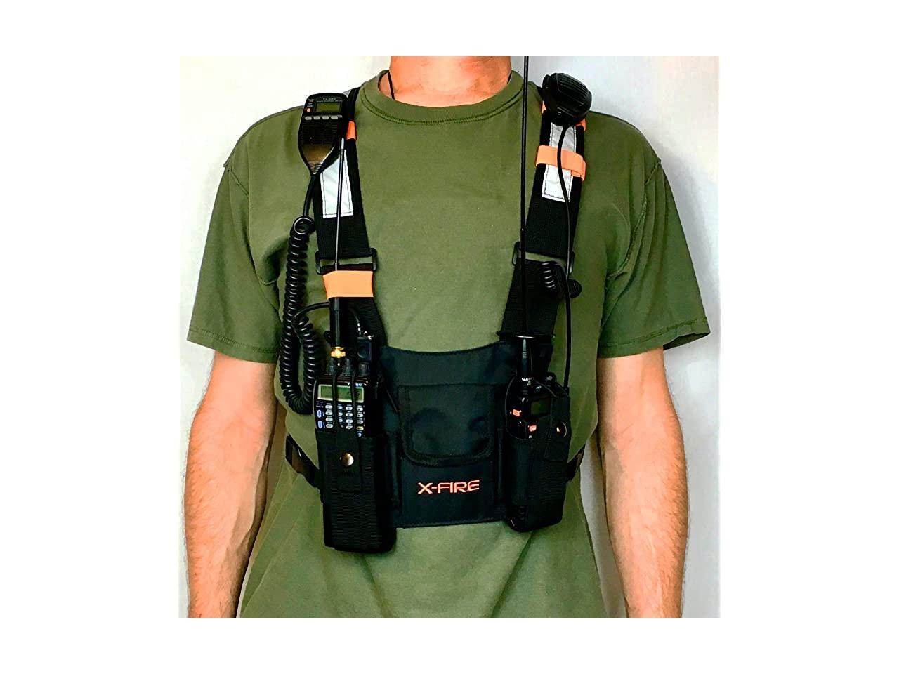 2-Pack X-FIRE ® Dual Portable Radio Chest Rig Harness Vest Chaleco Holder 