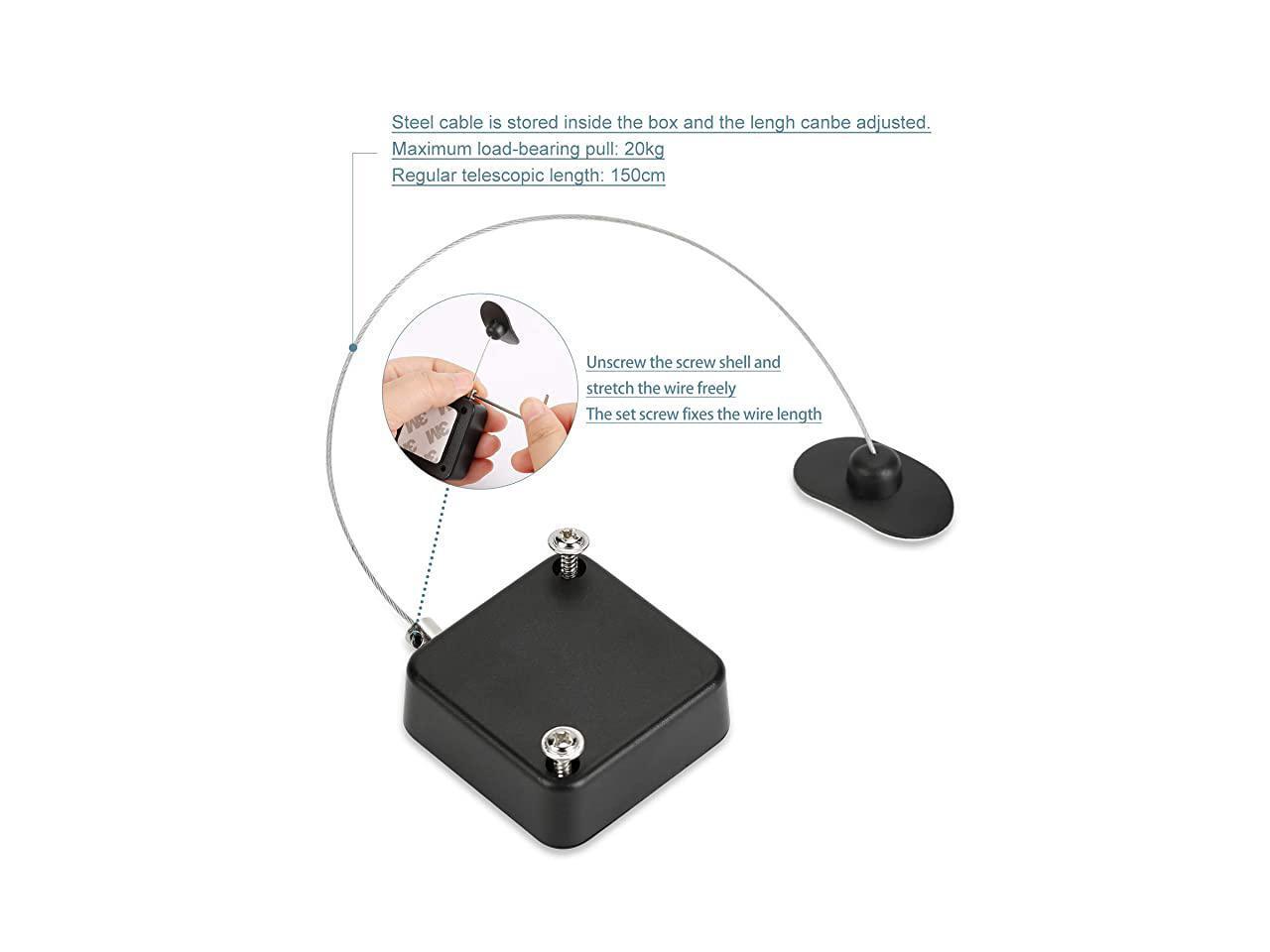 Retractable Security Cable Lock with DoubleSided Adhesive, Remote Control Security Lock, Remote