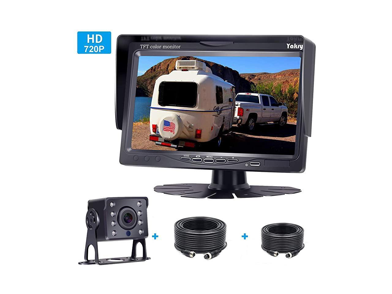 DoHonest 2K Backup Camera System with 7 TFT Monitor High-Speed Observation Kit for RVs,Trailers,Trucks,Fifth Wheels,Bus Rear/Front View Camera IP69K Waterproof Driving/Reversing Use V22 