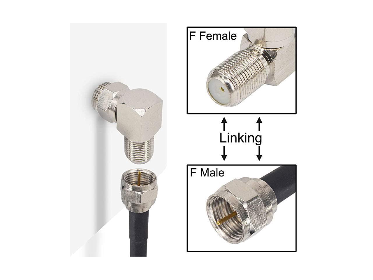 F Type Coaxial Cable Right Angle Connector Male To Female Quick Connector Adapter For Tight 