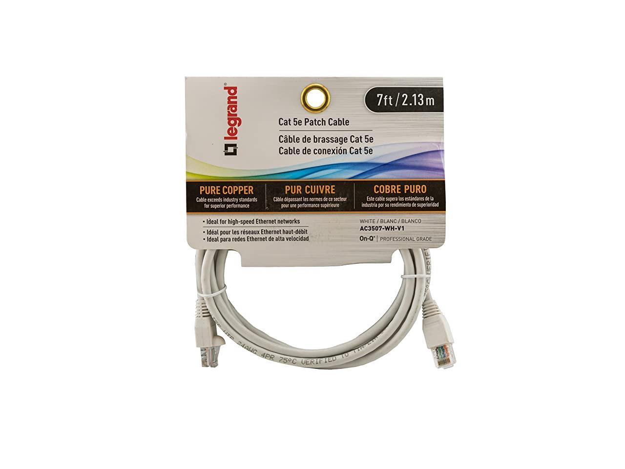 AC3550WHV1 Legrand On-Q CAT 5e Patch Cable 50-foot Computer Networking Cord/Data Cable 10Gbps Ethernet Speed AC3550WHV1 Legrand On-Q CAT 5e Patch Cable 50-foot Computer Networking Cord/Data Cable 10Gbps Ethernet Speed