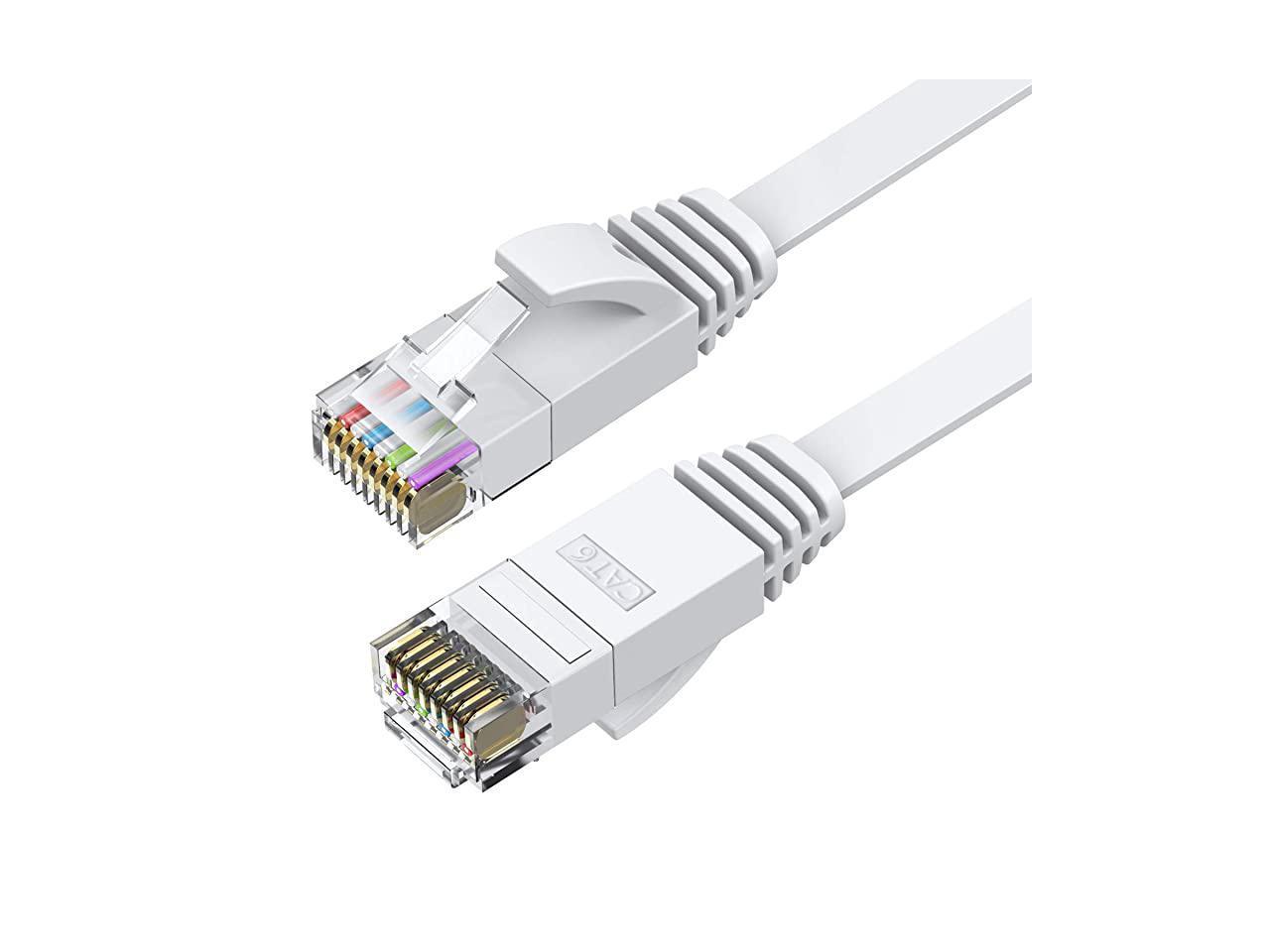 Cat6 Ethernet Cable 50 FT White Cat6 Flat RJ45 Computer Internet LAN  Network Ethernet Patch Cable Cord 50 Feet