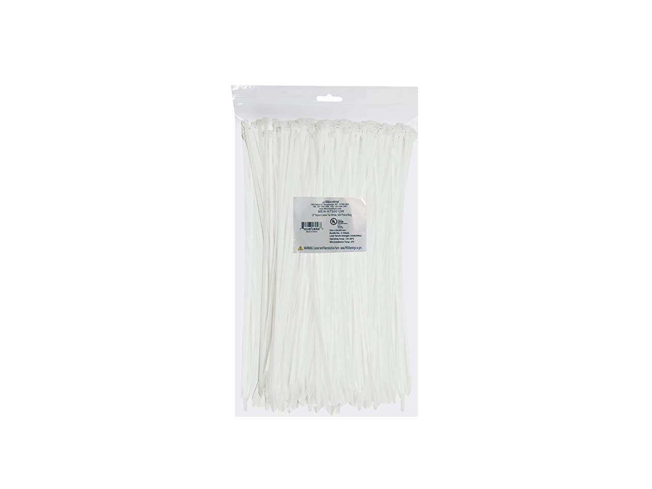 500 Pcs 12" Inch White Heavy Duty Tensile Nylon Cable Zip Ties Car Home Audio 