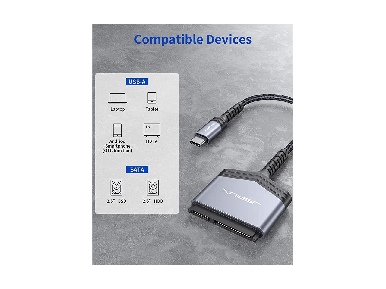 SATA to USB C Cable USBC Thunderbolt 3 to 25 SATA III Hard Driver Adapter Aluminum Shell