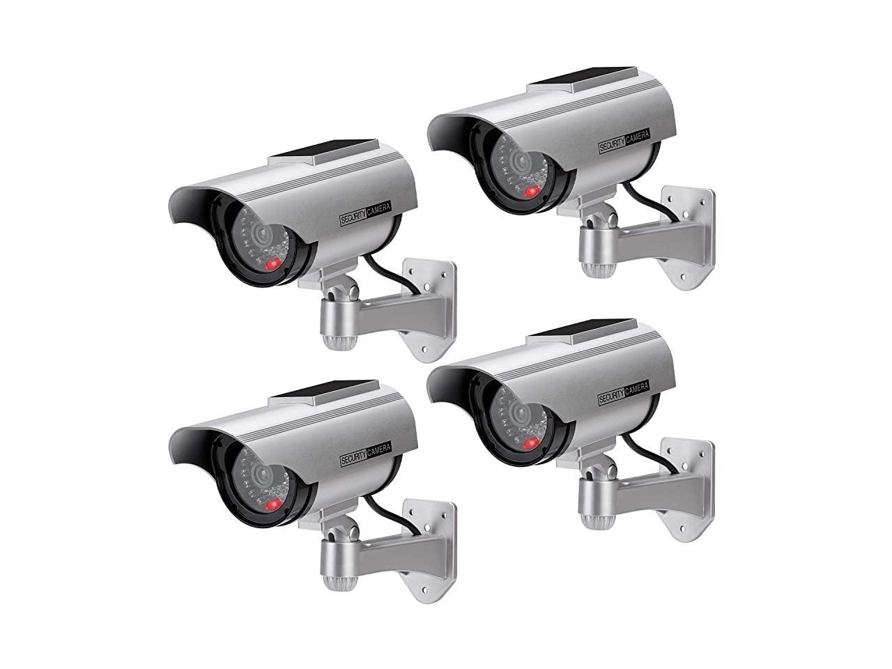 4x Fake Dummy CCTV Dome Security Camera Flashing LED Indoor Outdoor Warning Sign 