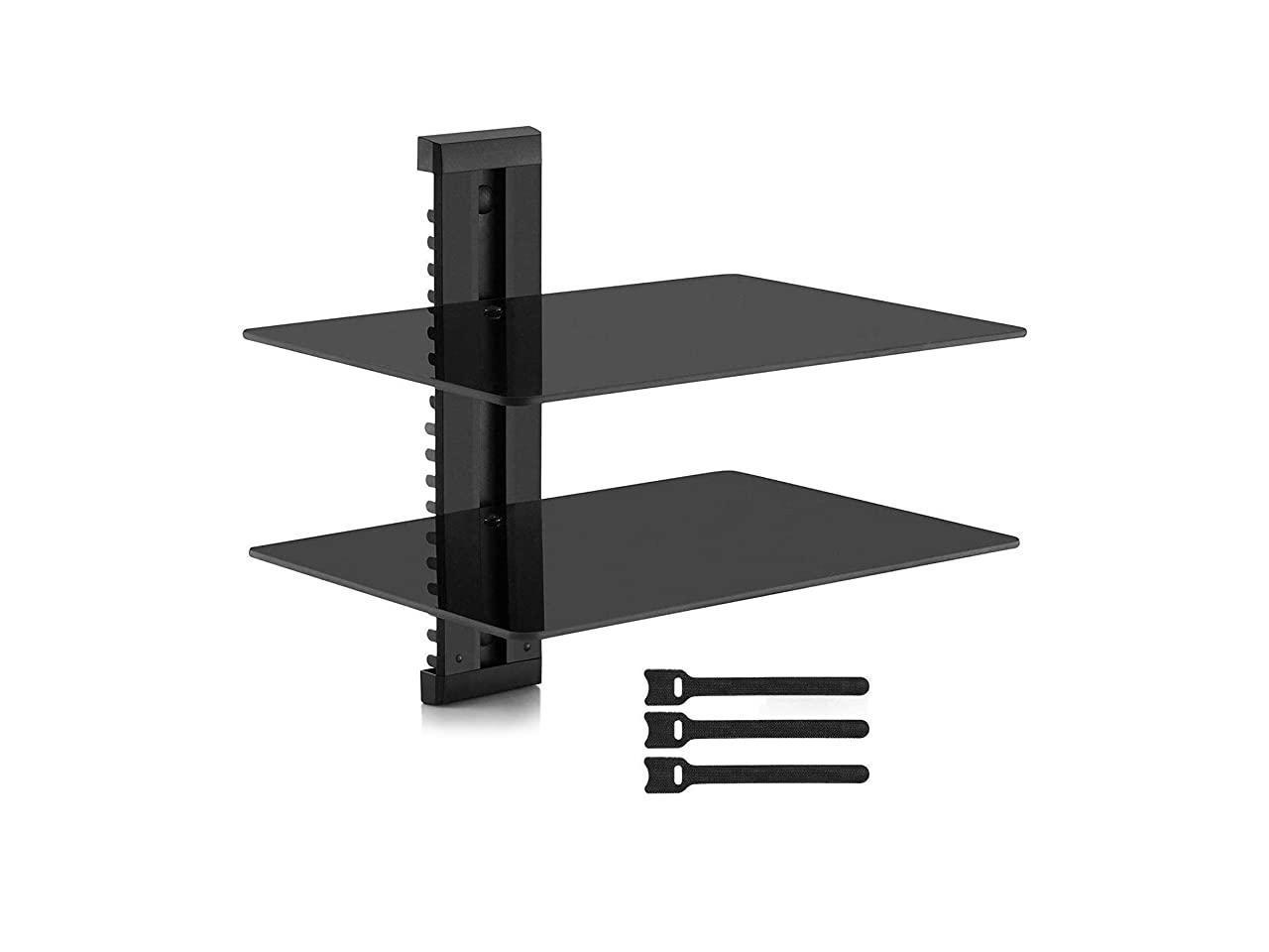 3-Tier Floating Wall Mounted Shelf Strengthened Tempered Glasses Entertainment 