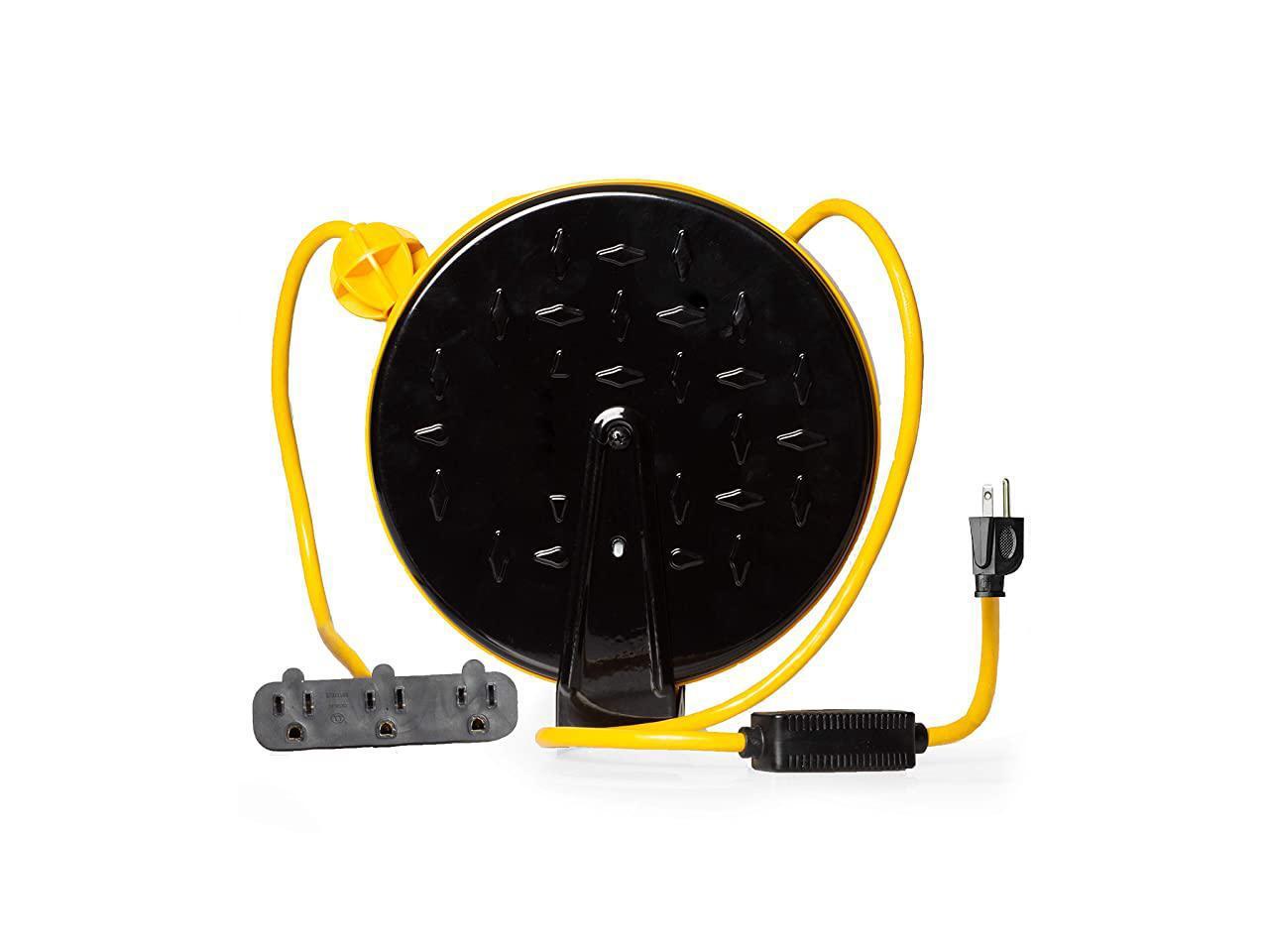 Extension Cord Reel with 3 Electrical Power Outlets Multiple Gauges amp  Lengths to Choose From Perfect for Hanging from Your Garage Ceiling 163  Gauge 30ft Length Yellow amp Black - Newegg.com