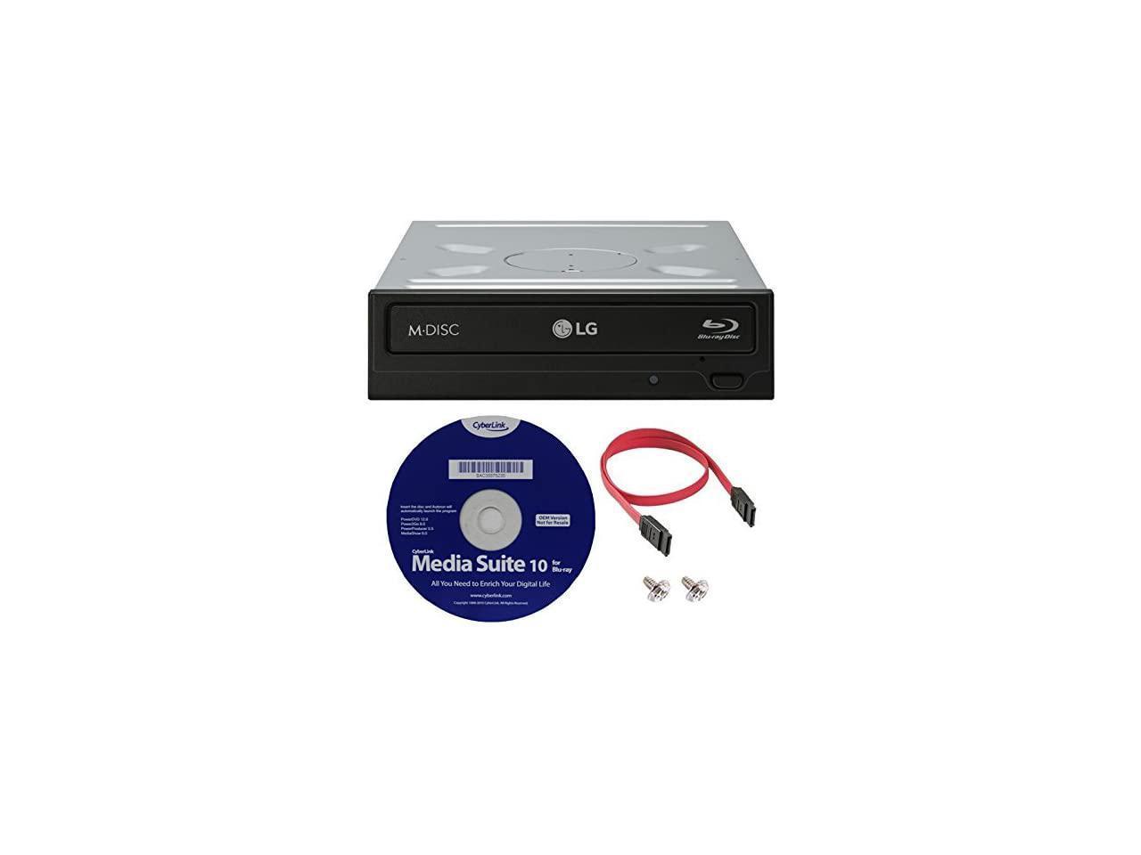 Wh16ns40k 16x Blu Ray xl M Disc Dvd Cd Internal Writer Drive Bundle With Free Cyberlink Media Suite 10 Sata Cable Newegg Com