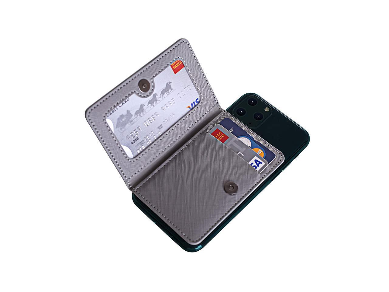 ID Card Holder for Back of Phone Leather Phone Wallet Stick On with