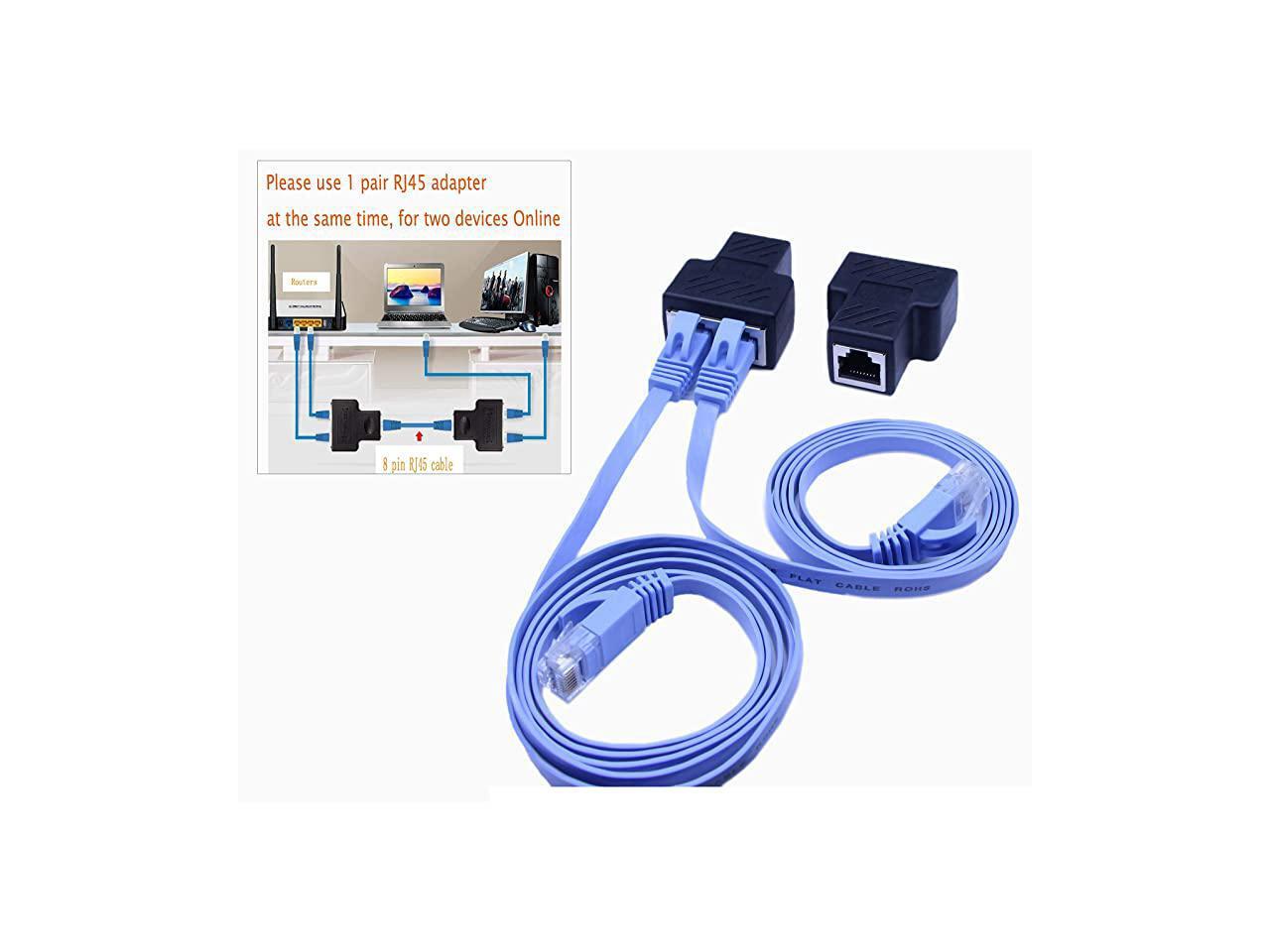 1Pair RJ45 Splitter Adapter Cable Splitter Cat5 Cat5e Cat6