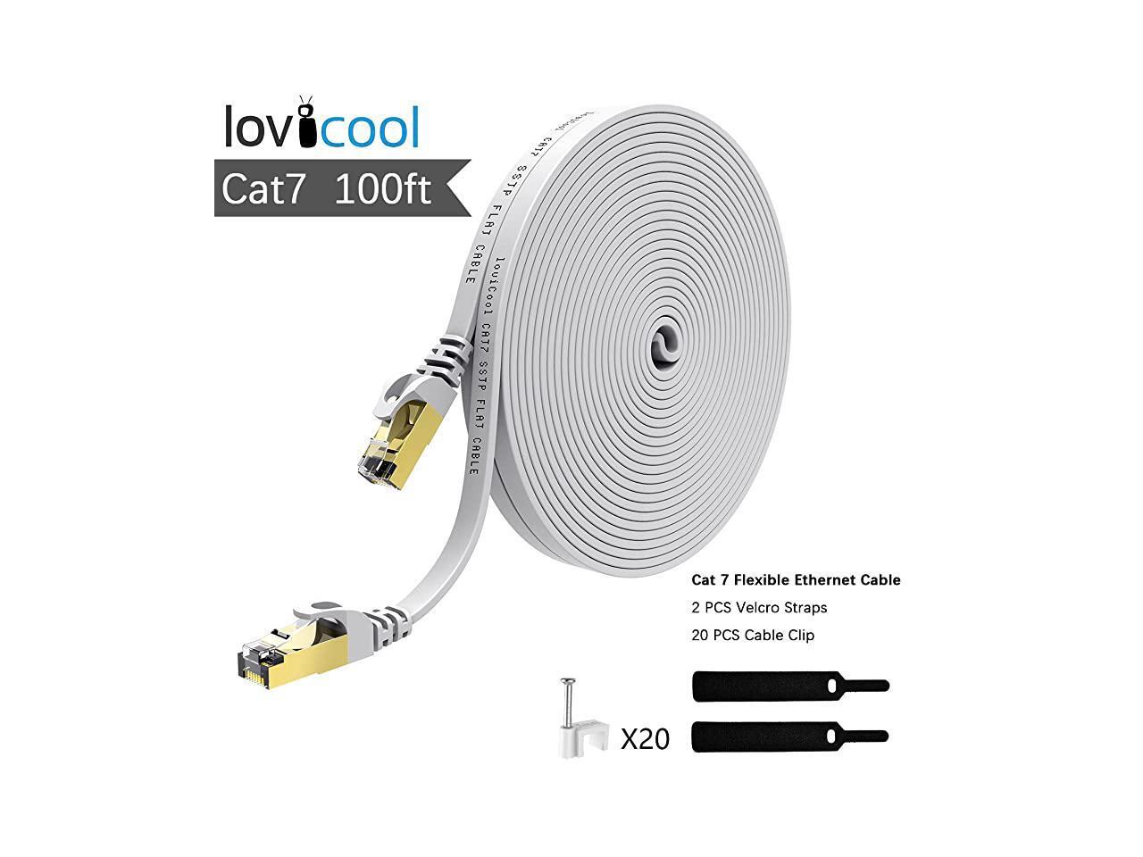 7 Ethernet Cable 100ft 7 Lan Network Cable 600 Mhz Speed Gigabit Patch Cord Sstp Rj45 Gold Plated Lead Connector For Switch Router Modem Patch Panel White 100ft Newegg Com