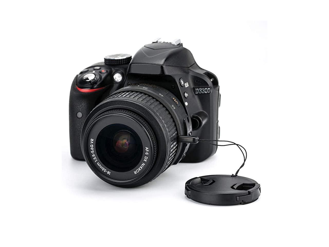 2 Pack 52mm Front Lens Cap Cover with Elastic Cap Keeper for Nikon D3000 D3100 D3200 D3300 D5000