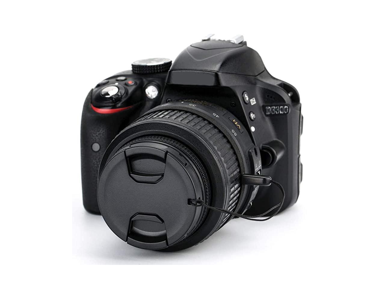2 Pack 52mm Front Lens Cap Cover with Elastic Cap Keeper for Nikon D3000 D3100 D3200 D3300 D5000