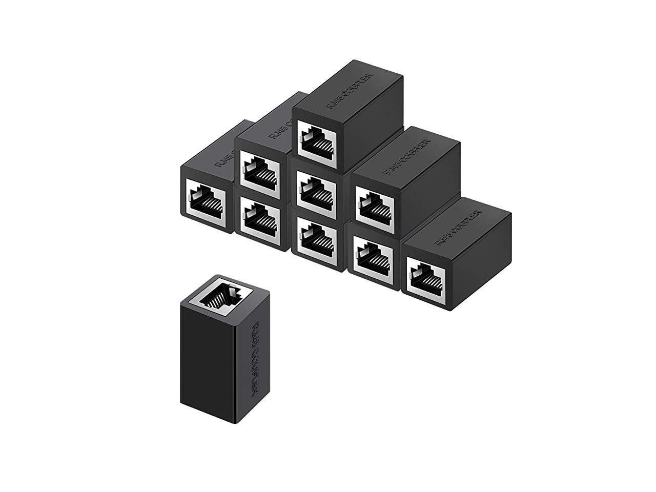 Inline Coupler,Coupler, Network Coupler, for Cat7/Cat6/Cat5e/cat5 Ethernet  Cable Extender Connector - Female to Female, Black 10 Pack - Newegg.com