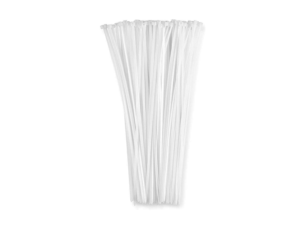 12" Inch Zip Ties White 40lb Strength 100 Pack By . Nylon Cable Wire Ties 
