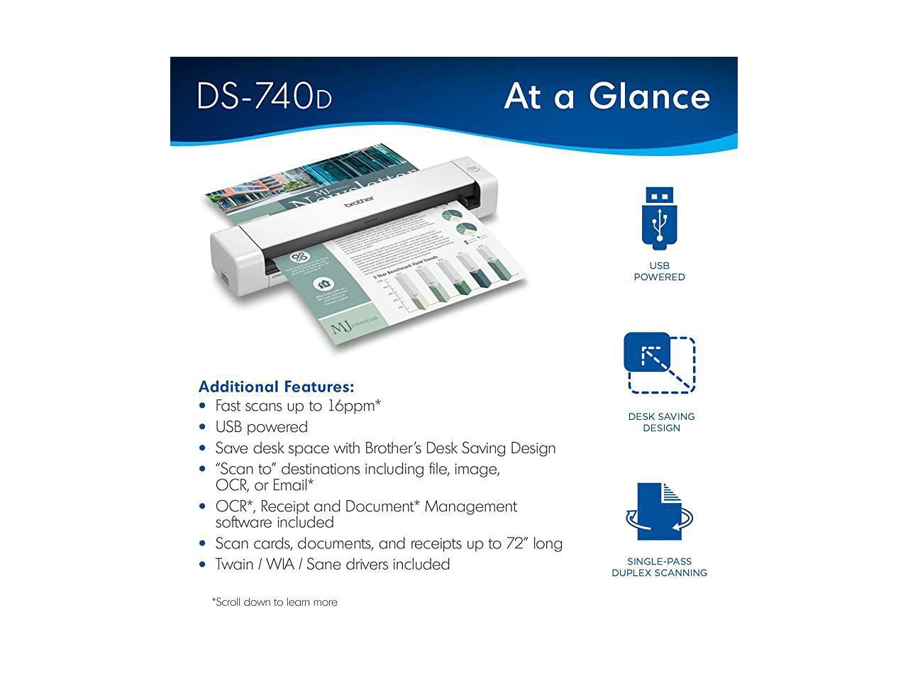 DS740D Duplex Compact Mobile Document Scanner