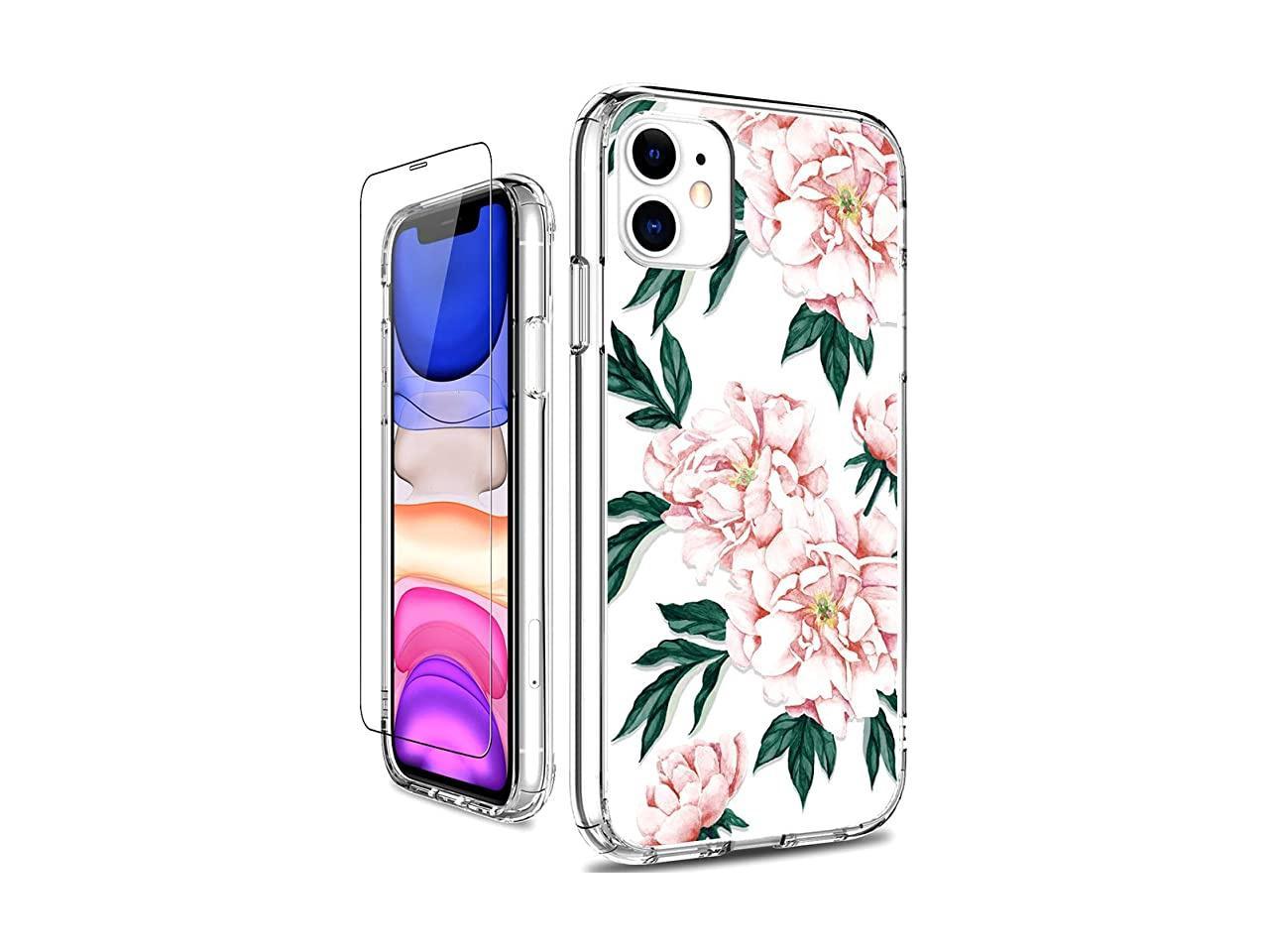 Iphone 11 Case With Screen Protector Clear Heavy Duty Protective Case Floral Girls Women Shockproof Hard Pc Back Case With Slim Tpu Bumper Cover Phone Case For Iphone 11 Pink Flowers Newegg Com