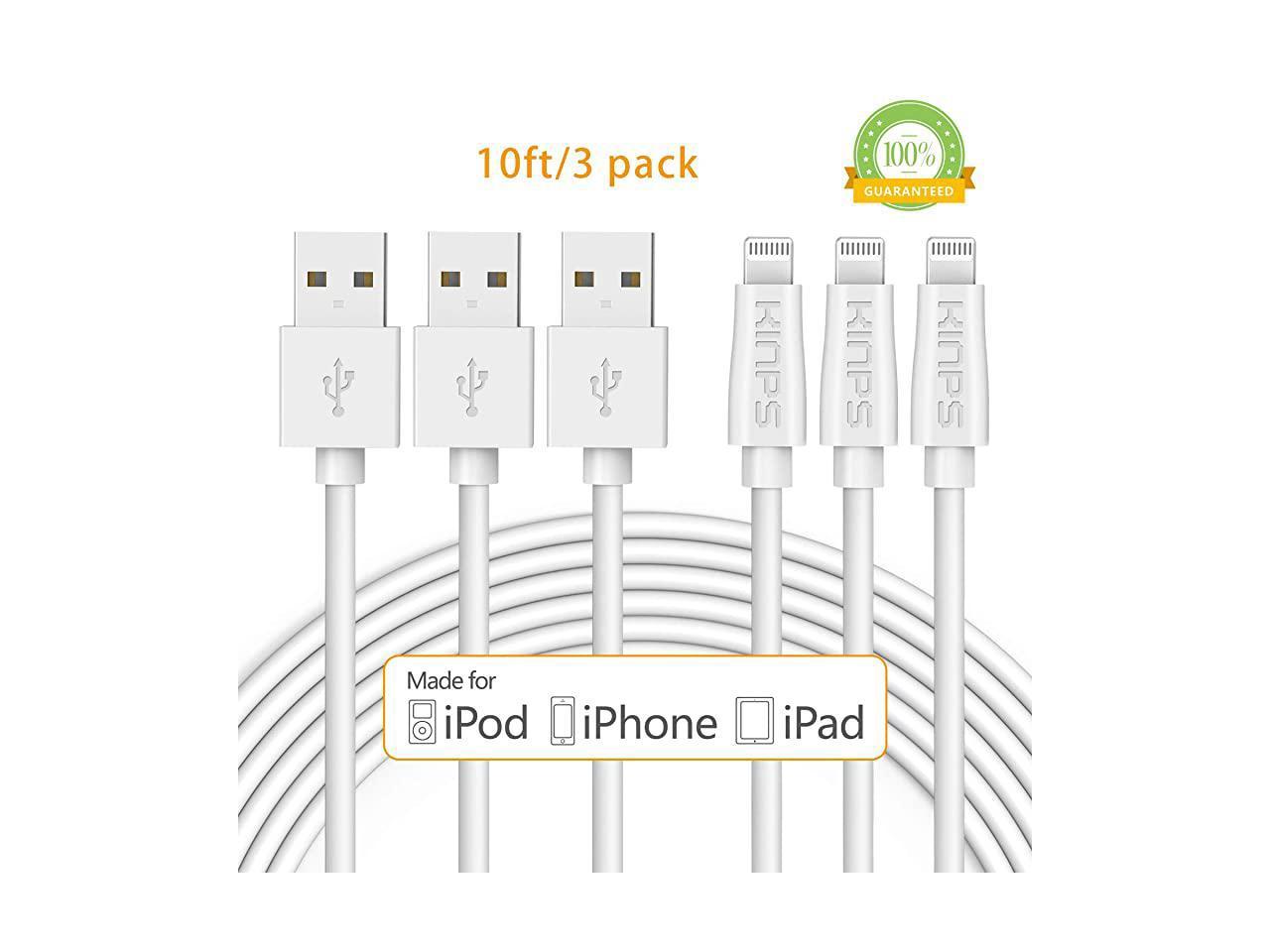KINPS Apple MFi Certified Lightning to USB Cable iPhone Charger Cord Super Long Compatible with iPhone Xs/XS Max/XR/X/8/8 Plus/7/7 Plus/6S/6S Plus/6/6 Plus/SE 10ft/3m iPad Pro/Air/Mini Green 
