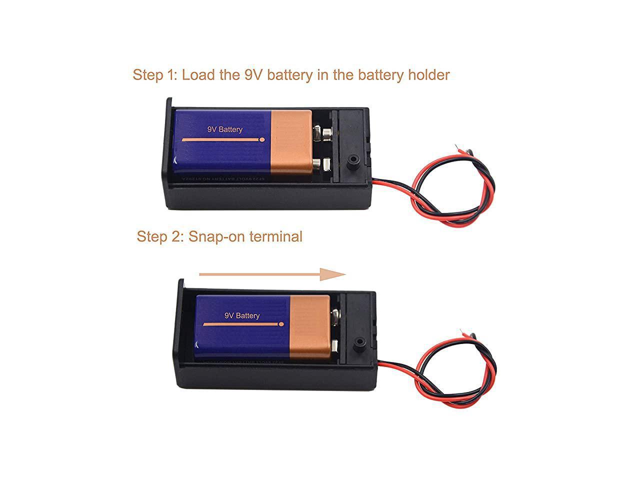 Pack of 2 9v Battery Holder 9 Volt Battery Holder with Switch 9v