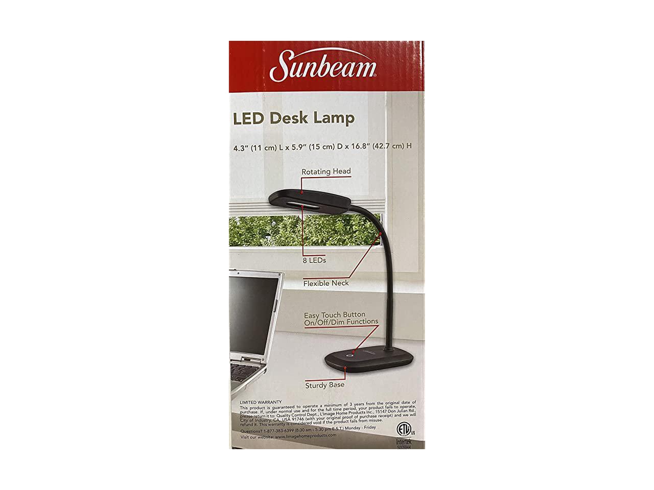 8 LED Desk Lamp Energy Saving 36,000 hours Flexible Neck Rotating Head 3 Levels 