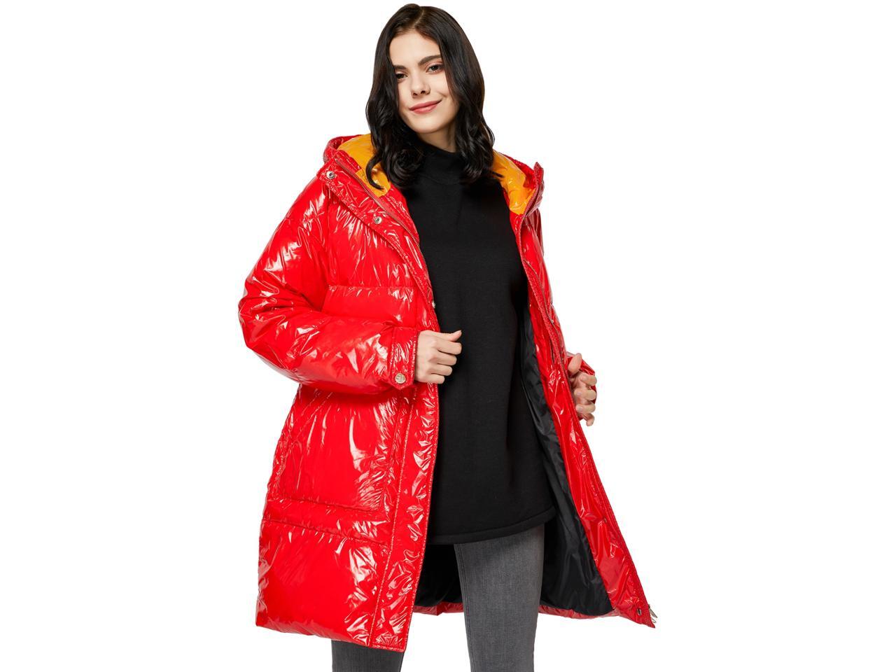 Orolay Womens Warm Winter Belted Down Coats with Stand Collar Thick Hood