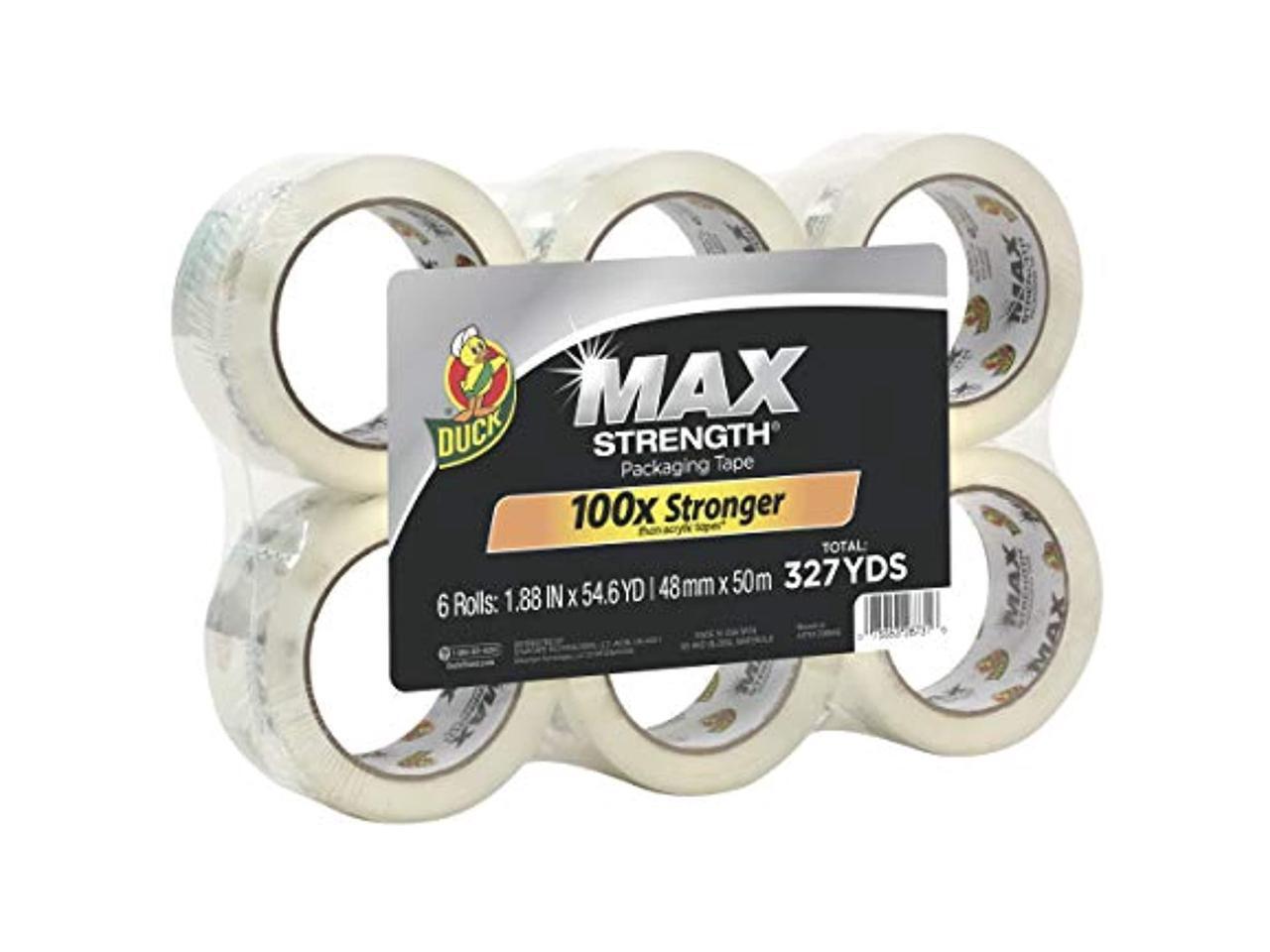 Clear 2 Rolls 284986 1.88 Inch x 54.6 Yard - New Duck MAX Strength Packing Tape with Dispenser 