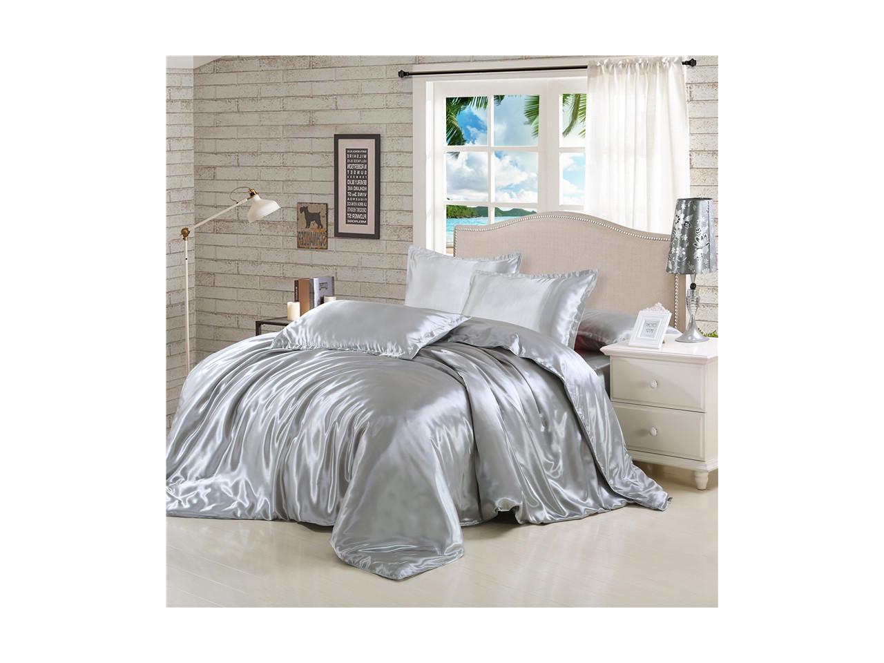 Solid Silk Sheets Bed Single Double Queen California King Fitted Size Bedspread