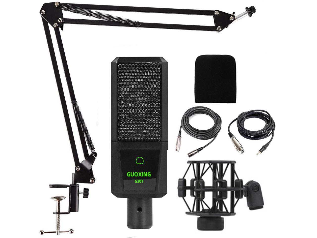 XLR Condenser Microphone Bundle, Professional Cardioid Studio Mic Kit with  Adjustable Mic Suspension Scissor Arm, Shock Mount for Recording,  Podcasting, Voice Over, Streaming, Home Studio, YouTube 